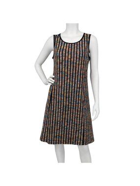 Fit Flare Mesh Overlay Dress Y2K Colorful Striped Neon Office Artsy Disco Boho 8